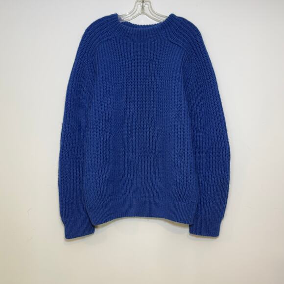 CARSON PIRIE SCOTT Vintage Blue Cable Knit Mock Neck Wool Sweater Size L Large - Picture 1 of 5